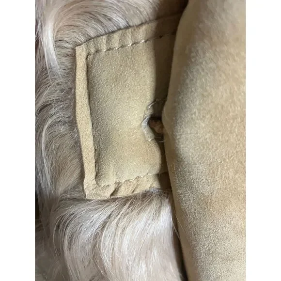 Sundance Suede Shearling Coat Beige Bohemian Button Front Size XL - Picture 13 of 14